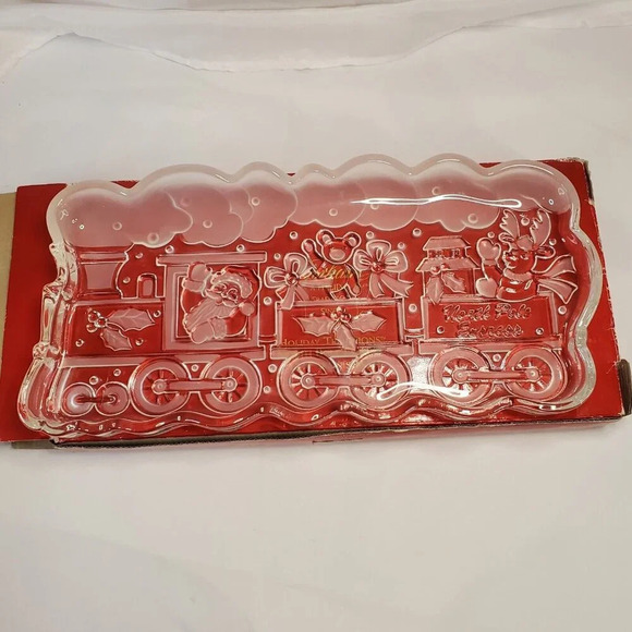 Gorham Crystal Holiday  North Pole Express 13½" Train Server Dish Polar Express - Picture 6 of 10